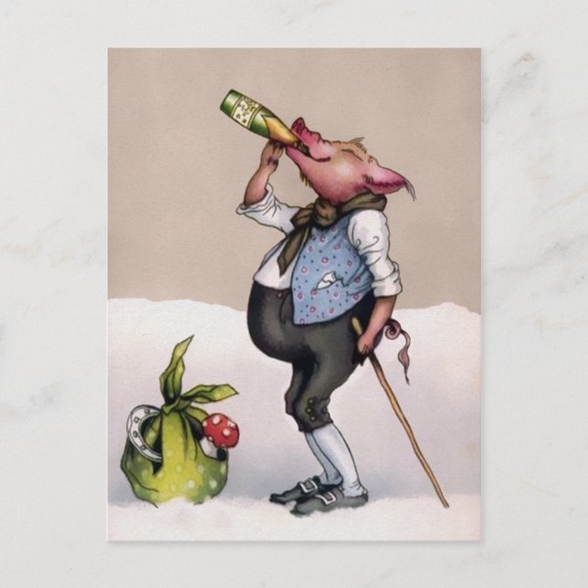 Carte Postale Boisson vintage de porc (Devant)