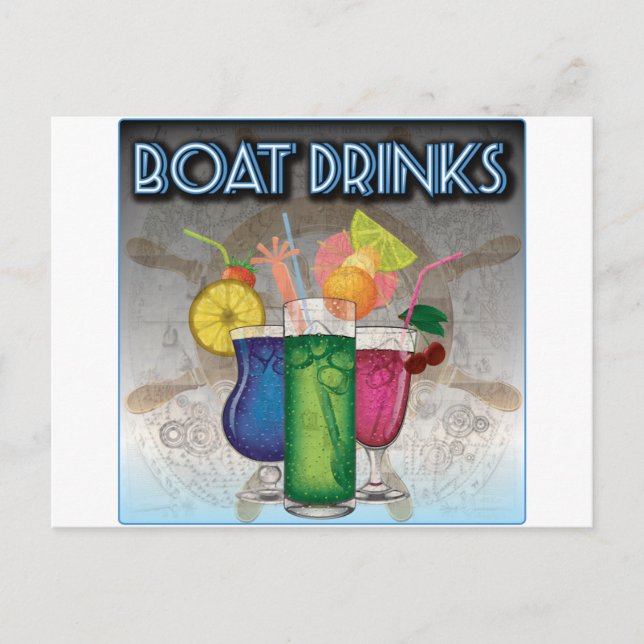 Carte Postale Boissons de bateau (Devant)