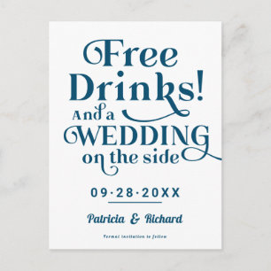 Carte Postale Boissons Gratuites Drôle Mariage Décontracté Enreg