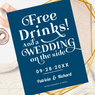 Carte Postale Boissons Gratuites Drôle Mariage Décontracté Enreg