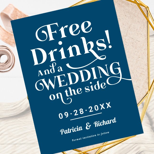 Carte Postale Boissons Gratuites Drôle Mariage Décontracté Enreg (Créateur téléchargé)