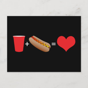 Carte Postale boissons + hot dogs = amour