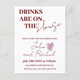 Carte Postale Boissons sont sur la maison ménage fête de réchauf