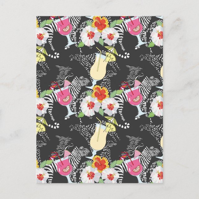 Carte Postale Boissons Tropicales Avec Animaux (Devant)