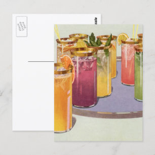 Carte Postale Boissons Vintage, Boissons avec des glaçons sur un