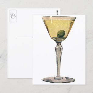 Carte Postale Boissons Vintage Drinks, Martini Olive Cocktail