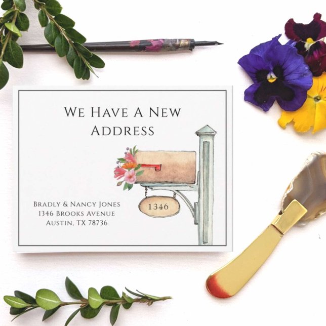 Carte Postale Boîte aux lettres aquarelle avec fleurs (Créateur téléchargé)