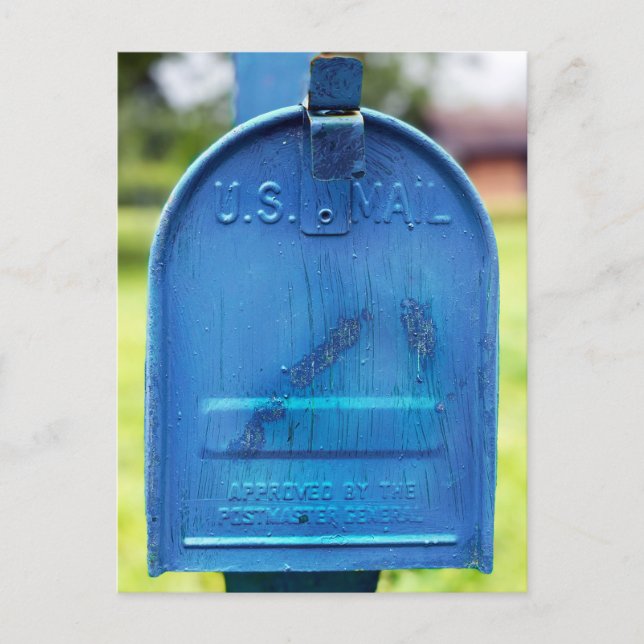 Carte Postale Boîte aux lettres bleue rustique portrait  (Devant)