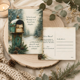 Carte Postale Boîte aux lettres hivernale rustique vintage Nous