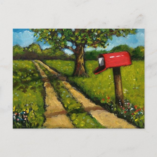 Carte Postale Boîte aux lettres pays rouge : Peinture à l'huile (Devant)