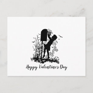 Carte Postale Boîte aux lettres rétro Valentine fille Silhouette