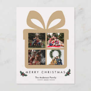 Carte Postale Boîte Cadeau 4 Collage Photo Joyeux Noël