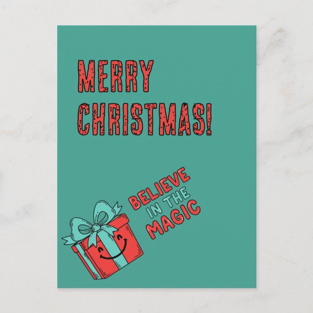 Carte Postale Boîte cadeau de Noël avec message joyeux (Devant)