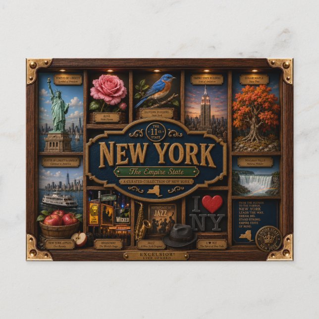 Carte Postale Boîte ombre 3D de l'État de New York (Devant)