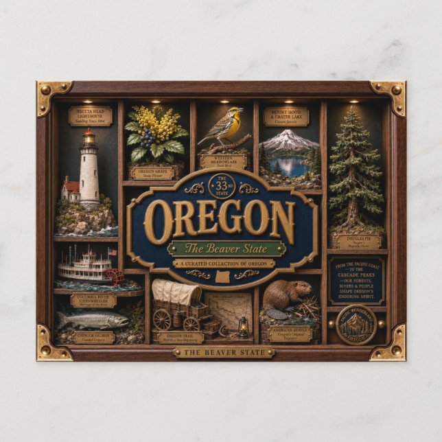 Carte Postale Boîte ombre de l'Oregon Figurine 3D de l'État (Devant)