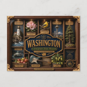 Carte Postale Boîte ombre de Washington Figurine 3D État
