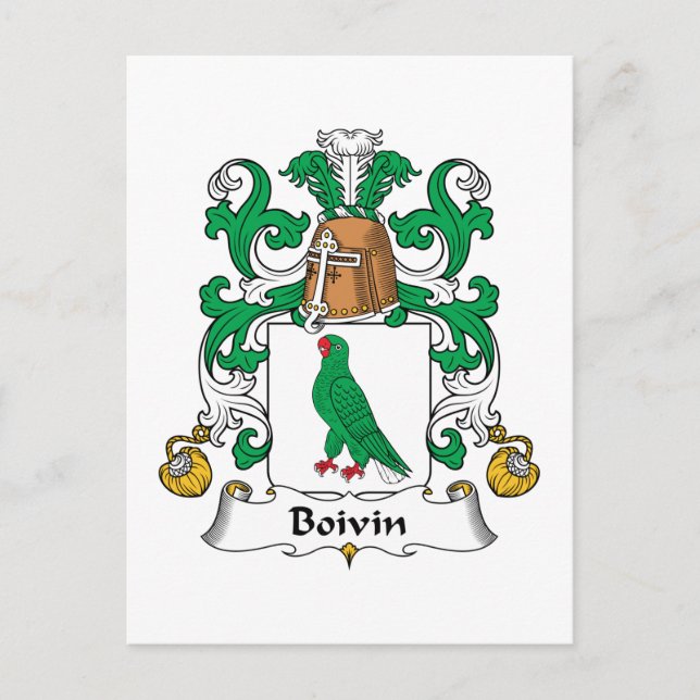 Carte Postale Boivin Family Crest (Devant)