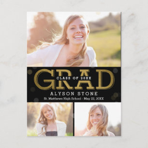 Carte Postale Bokeh Collage ÉDITABLE COULEUR Graduation