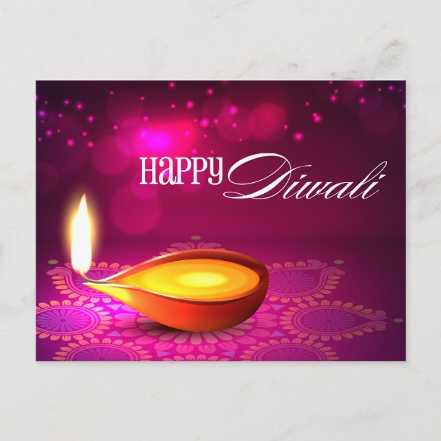 Carte Postale Bokeh Lights Diwali Lamp (Devant)