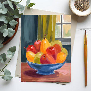 Carte Postale Bol de fruits peinture à l'aquarelle