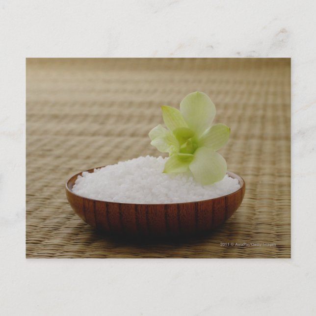 Carte Postale Bol de riz avec une fleur sur un tapis de tatami (Devant)