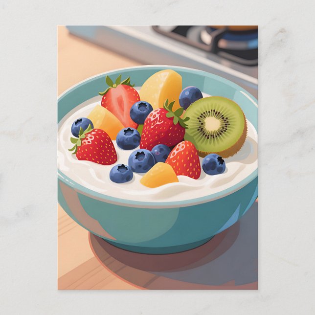 Carte Postale Bol de yaourt aux fruits frais (Devant)