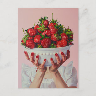 Carte Postale Bol débordant de fraises