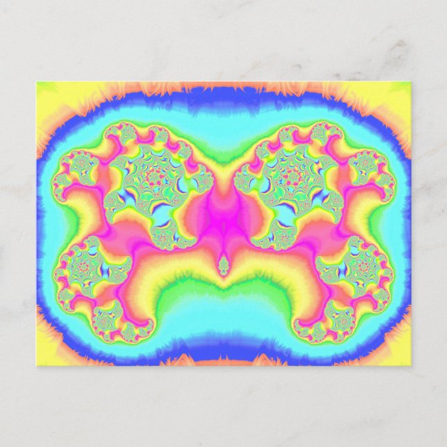 Carte Postale BOLD ~ FLUORO ROSE ~ 3D conception fractale ~ (Devant)