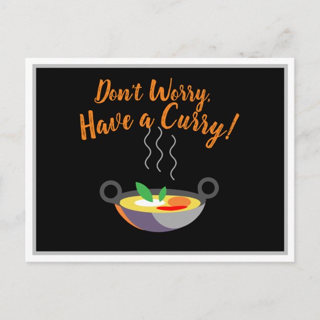 Carte Postale Bold Ne vous inquiétez pas, ayez un curry ! Orange (Devant)