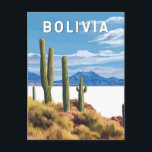 Carte Postale Bolivie Illustration Travel Art Vintage<br><div class="desc">Conception d'oeuvres vectorielles boliviennes. La Bolivie,  une destination sud-américaine variée et à couper le souffle,  est connue pour ses salines exceptionnellement salées Salar de Uyuni,  sa riche culture indigène et ses magnifiques paysages andins.</div>