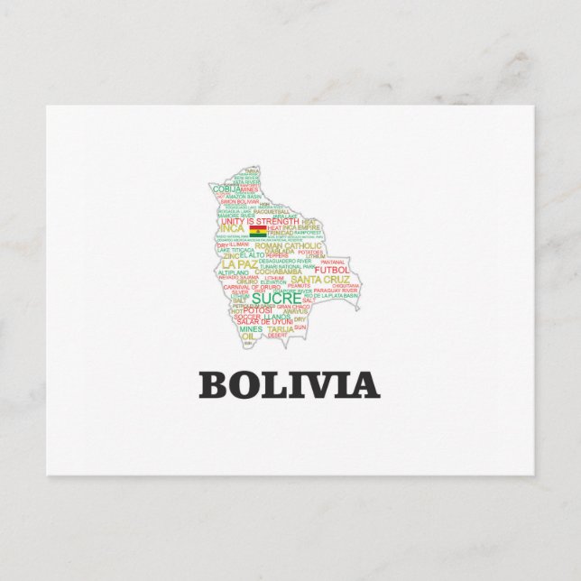 CARTE POSTALE BOLIVIE WORD COLLAGE (Devant)
