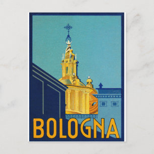 Carte Postale Bologne, bâtiments de ville, Italie, voyage vintag