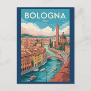 Carte Postale Bologne Italie Illustration Voyage Art Vintage