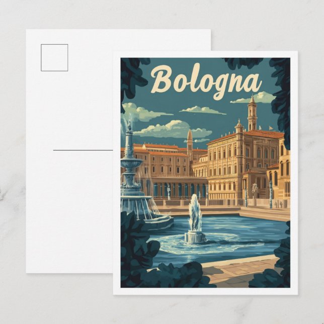 Carte Postale Bologne Italie Vintage voyage d'art (Devant / Derrière)