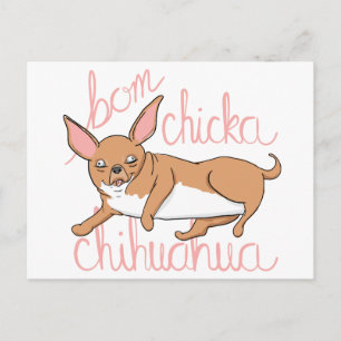 Carte Postale Bom Chicka Chihuahua Drôle Chien Pun