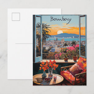 Carte Postale Bombay Inde Voyage Ville Peinture Esthétique