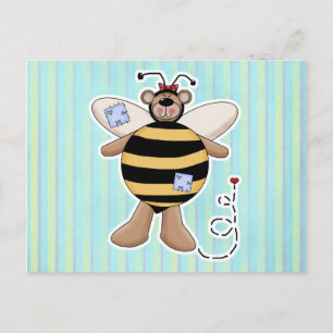 Carte Postale Bomble de patchs de coeur Ours d'abeille