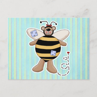 Carte Postale Bomble de patchs de coeur Ours d'abeille