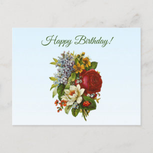 Carte Postale Bon Anniversaire Vintage arrangement floral