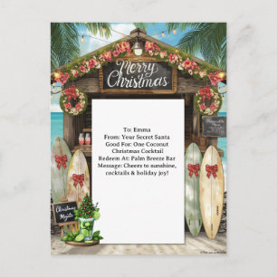 Carte Postale Bon de cadeau COCKTAIL pour la fête de Noël