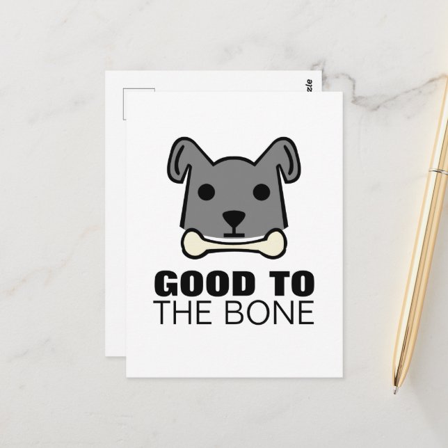 Carte Postale Bon pour l'os, chien (Devant/Arrière en situation)