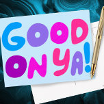 Carte Postale BON SUR YA Bulle Lettres rose bleu violet brillant<br><div class="desc">Carte faite à la main pour vous ! Customisez avec votre propre texte ou modifiez les couleurs. Consultez ma boutique pour plus de couleurs et de dessins ou faites-moi savoir si vous voulez quelque chose de personnalisé!</div>