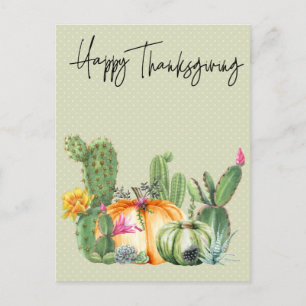 Carte Postale Bon thanksgiving Cactus Citrouille Sud-ouest
