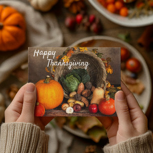 Carte Postale Bon thanksgiving Citrouille de récolte d'automne