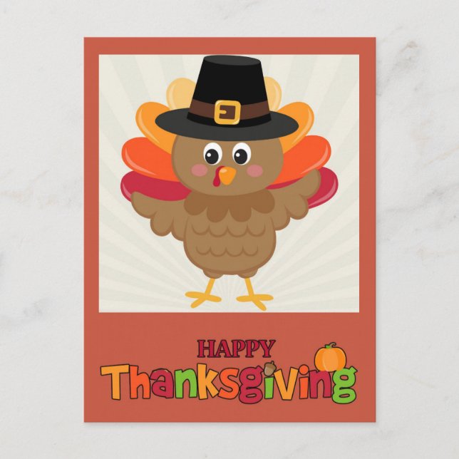 Carte Postale Bon thanksgiving Cute Cartoon Turquie (Devant)