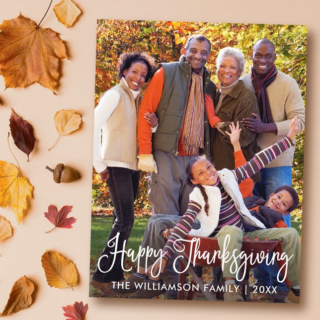 Carte Postale Bon thanksgiving de calligraphie moderne (Customize to change your personalized text size or text style.)