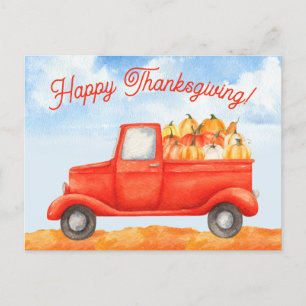 Carte Postale Bon thanksgiving de camions d'affaires de la récol