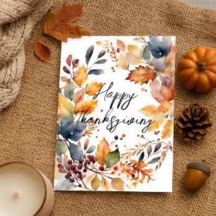 Carte Postale Bon thanksgiving de couronne d'automne Watercolor
