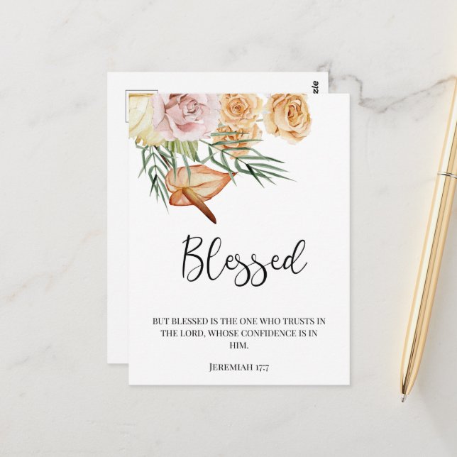 Carte Postale Bon thanksgiving de l'automne béni (Devant/Arrière en situation)