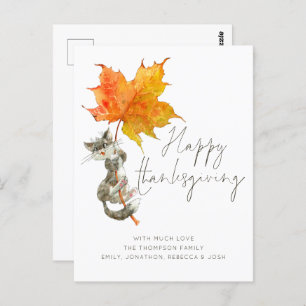 Carte Postale Bon thanksgiving de script manuscrit de chat migno